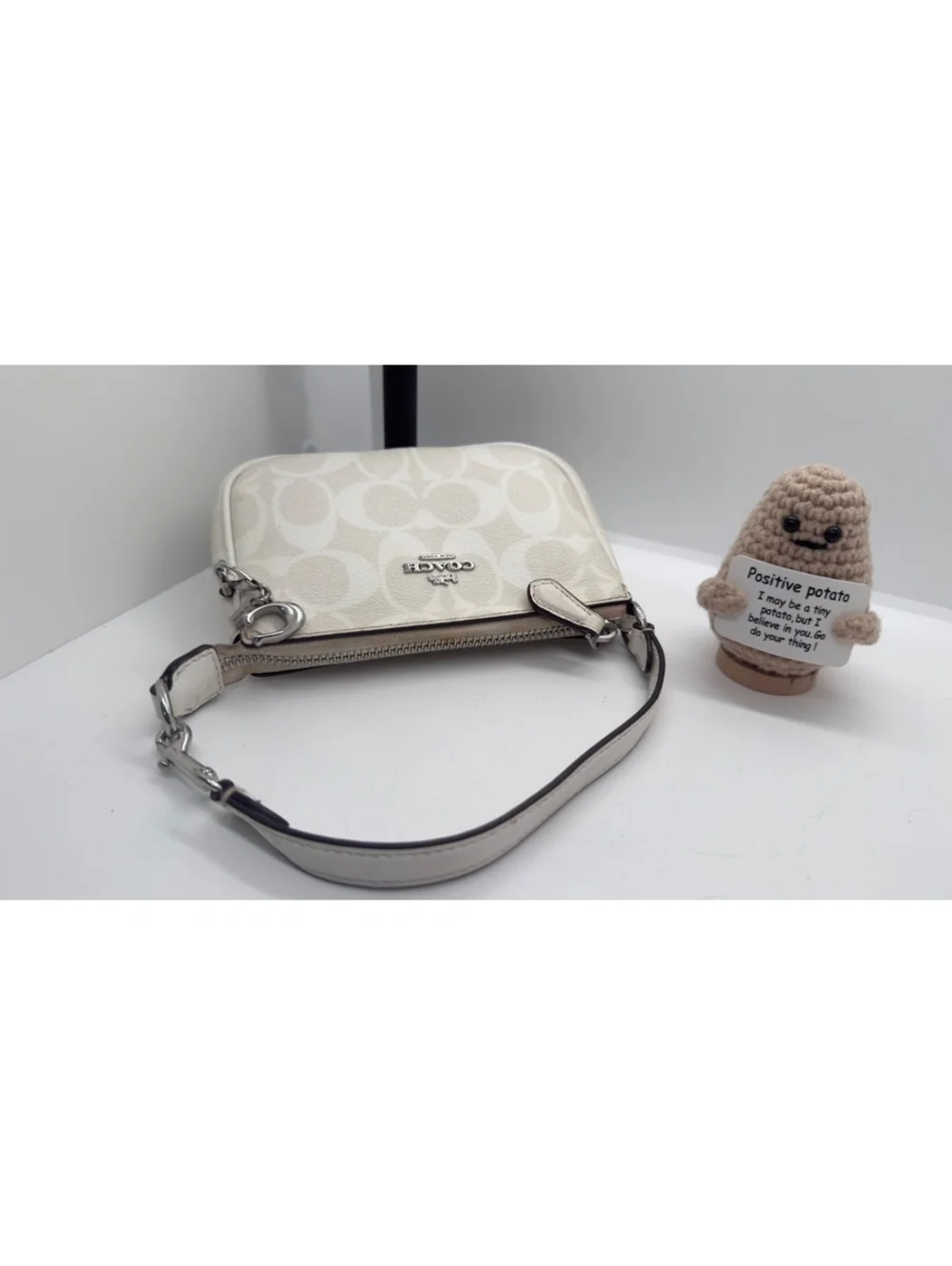 Coach Nolita 15 Mini Bag In Signature White With Charm